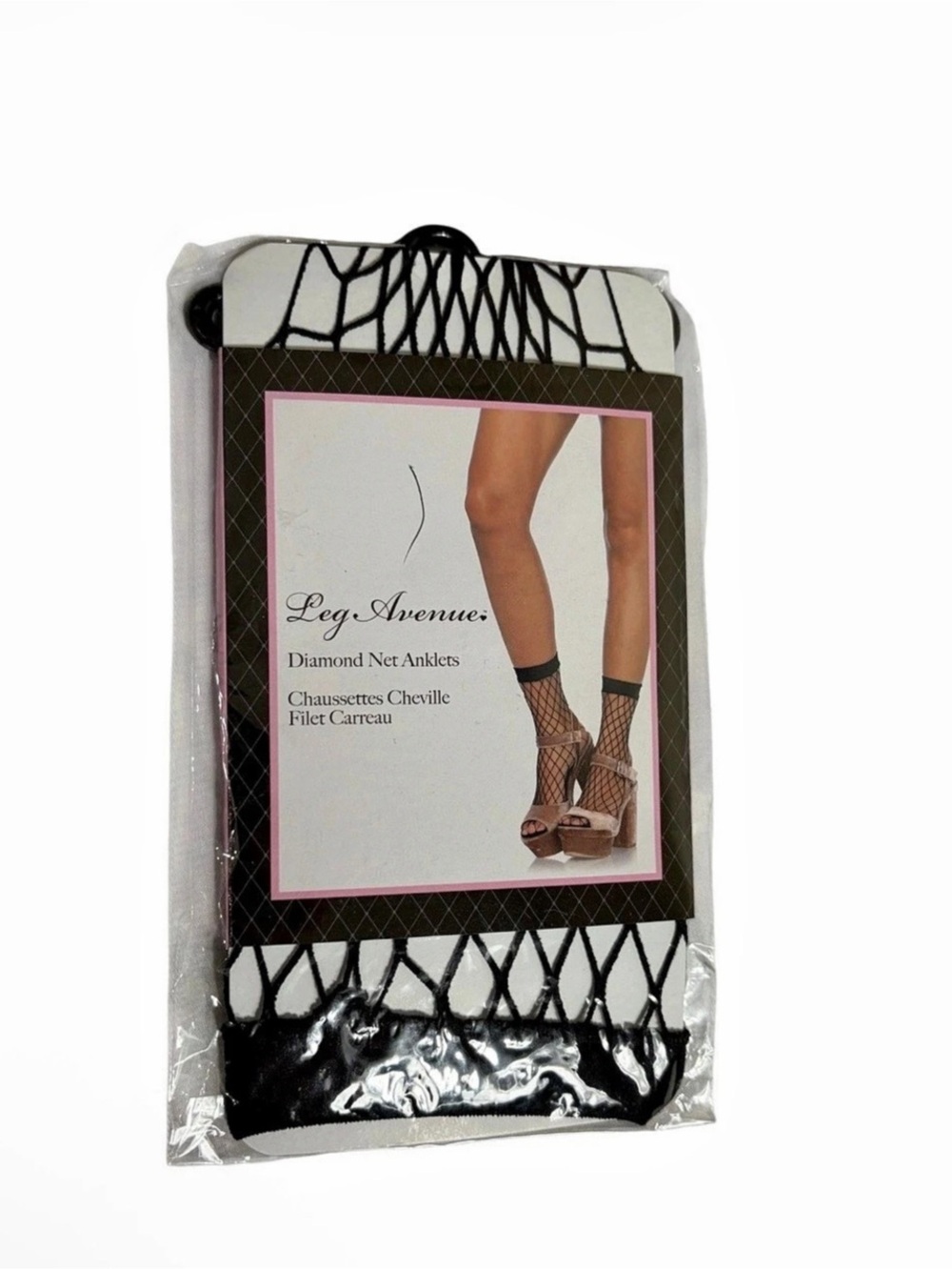 Leg Avenue Diamond Net Anklets Black NWT
